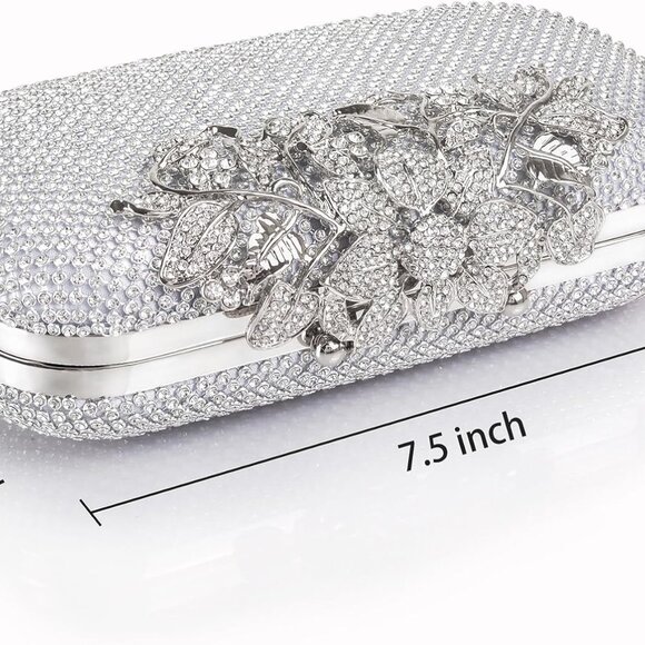 Women's Rhinestone Clutch Evening Bag Formal Wedding Prom Crossbody - Picture 5 of 6